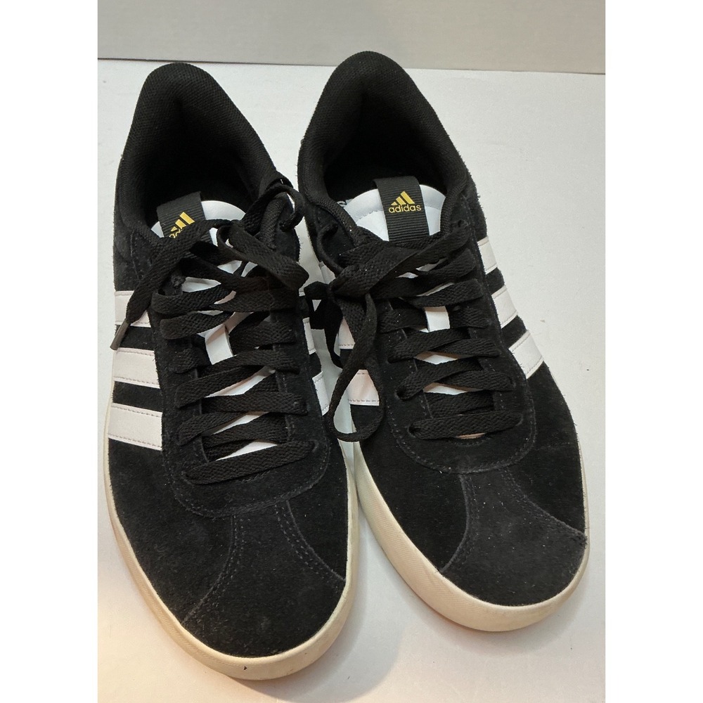 Adidas Court VL 2.0 Sneakers Black Suede White Stripes Low Top Mens Size 9.5